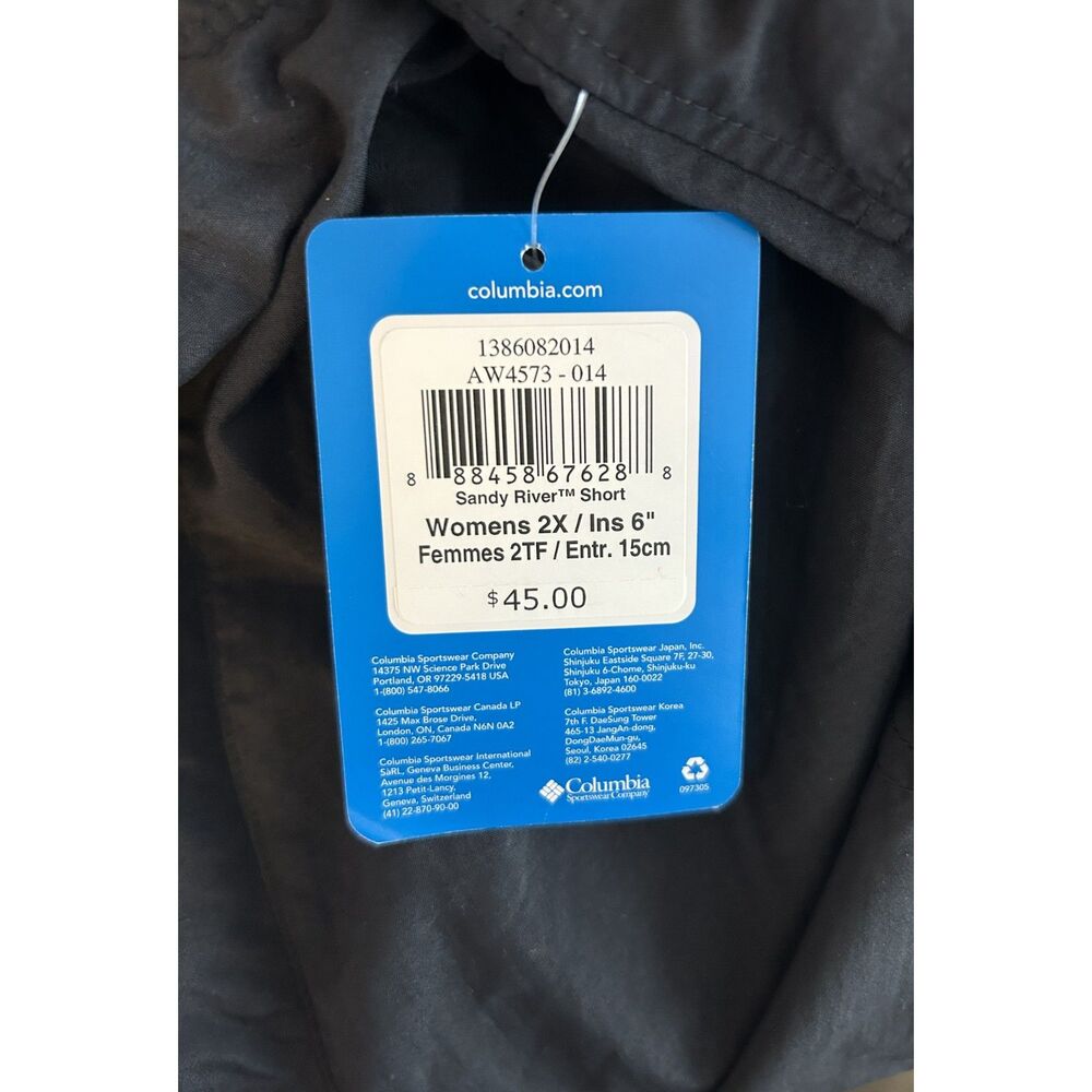 NWT Columbia Sandy River Shorts Womens 2X Black 6" Inseam Nylon Hiking Water - Picture 4 of 7